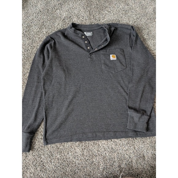 Carhartt Other - Carhartt Mens Relaxed Fit Long Sleeve Waffle Knit Henley Shirt Charcoal Grey M